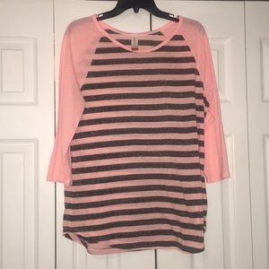 Peach/gray stripe top